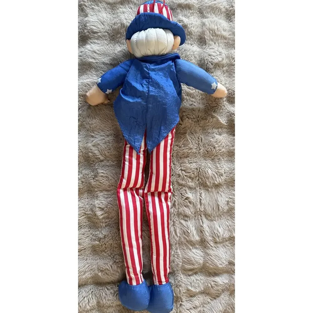 Vintage 1993 International Silver Uncle Sam Plush Shelf Sitter 32” Patriotic